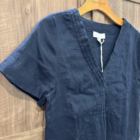 NWT White Label The White Company Linen Midi Dress Navy Blue Size 8 - Picture 5 of 8